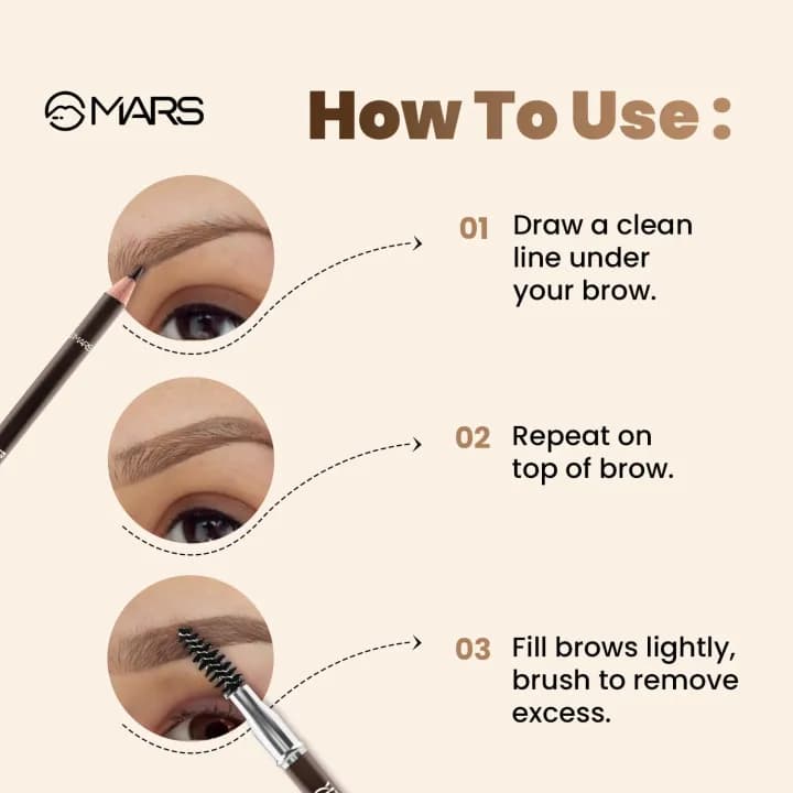 MARS Brow Better Eyebrow Pencil with Spoolie | Long-Lasting & Smudge Proof | Rich Pigmentation | Natural-Looking Results | Easy to Sharpen 1.4 gm 4