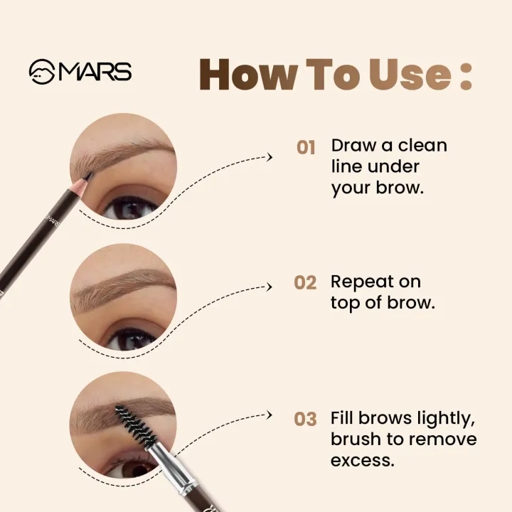 MARS Brow Better Eyebrow Pencil with Spoolie | Long-Lasting & Smudge Proof | Rich Pigmentation | Natural-Looking Results | Easy to Sharpen 1.4 gm 5
