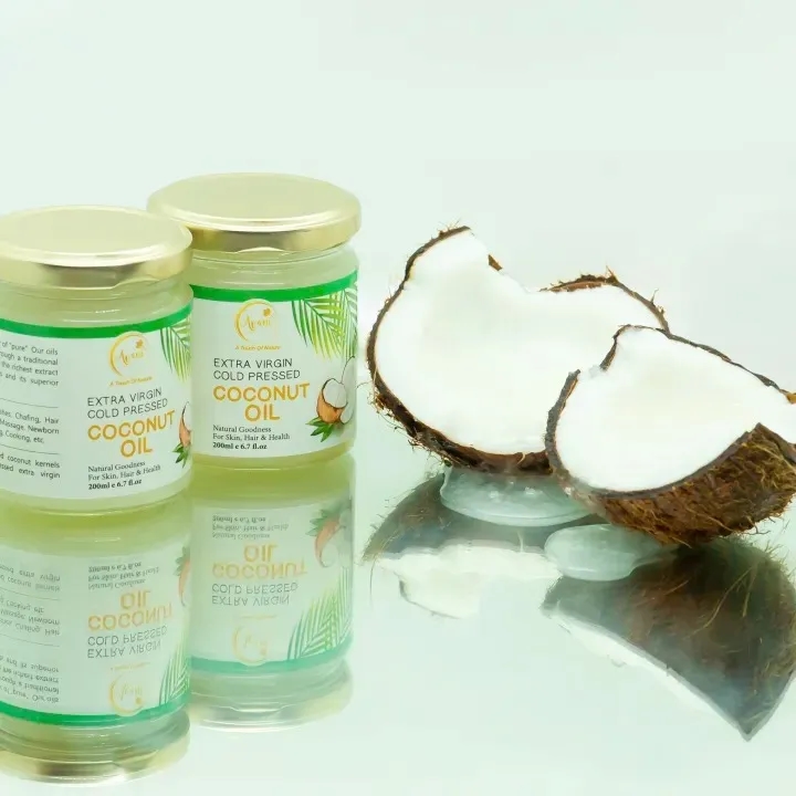 Avani Nepal 100% Natural Extra Virgin Cold Pressed Round Glass Coconut Oil | For Skin , Hair and Health Care | Made in Nepal | 200ml - By Allure Cosmetics 2