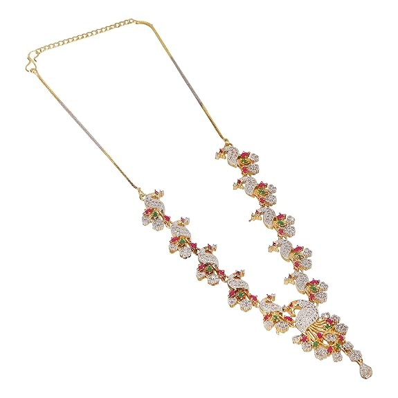 American Diamond Peacock Style Necklace Jewellery Set for women and girls 2