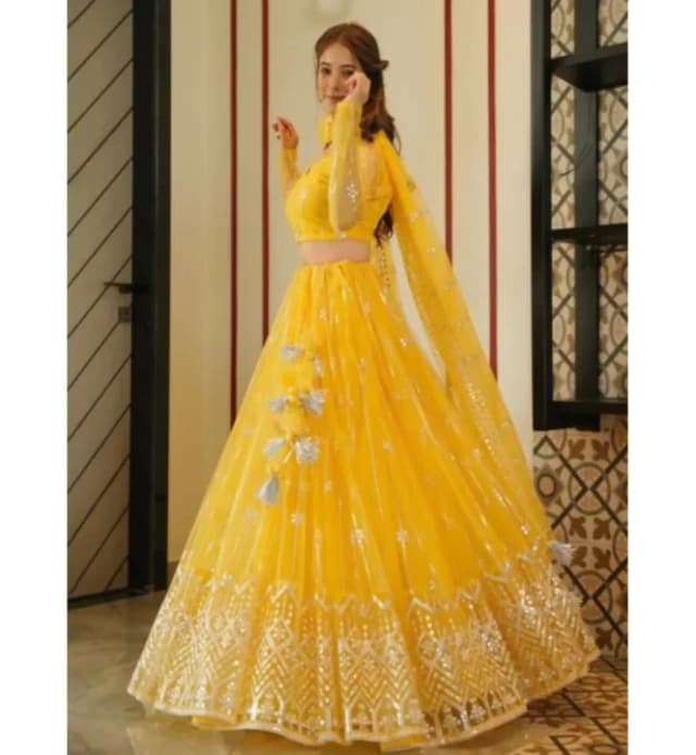 Awafu Embroidered Semi Stitched Lehenga Choli