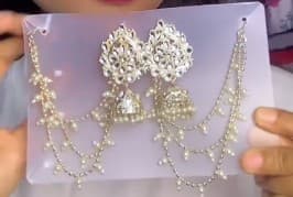 Bahuwali Jhumka for Back latkan white silver earring for women