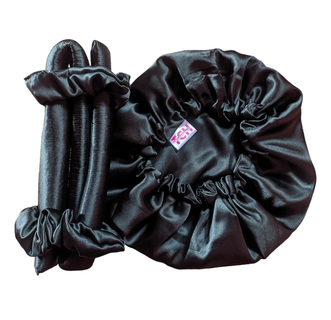 Silk Bonnet And Silk Heatless Hair Curler Set 6