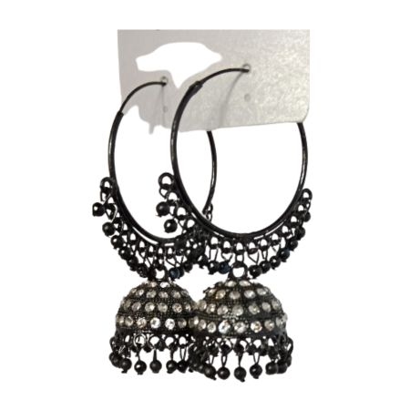 Black round hoop Earring for women 1