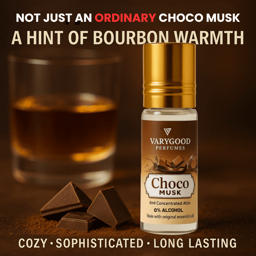 VaryGood Choco Musk Attar Roll-On with a Hint of Bourbon – Decadent, Unique Scent for Men & Women (8ml) 3