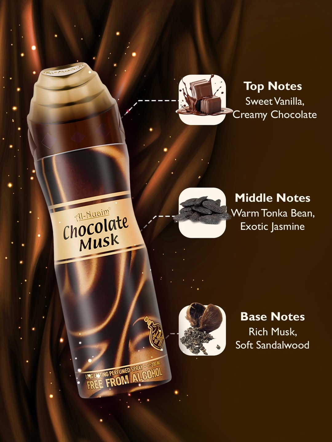 Al nuaim Chocolate Musk 200ml deodorant spray best for men and women 2