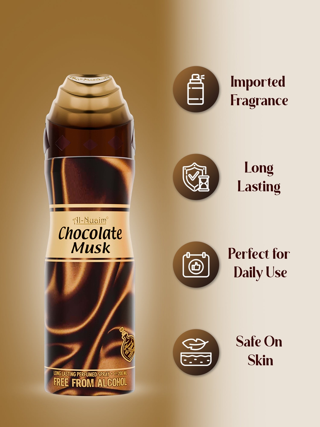Al nuaim Chocolate Musk 200ml deodorant spray best for men and women 3
