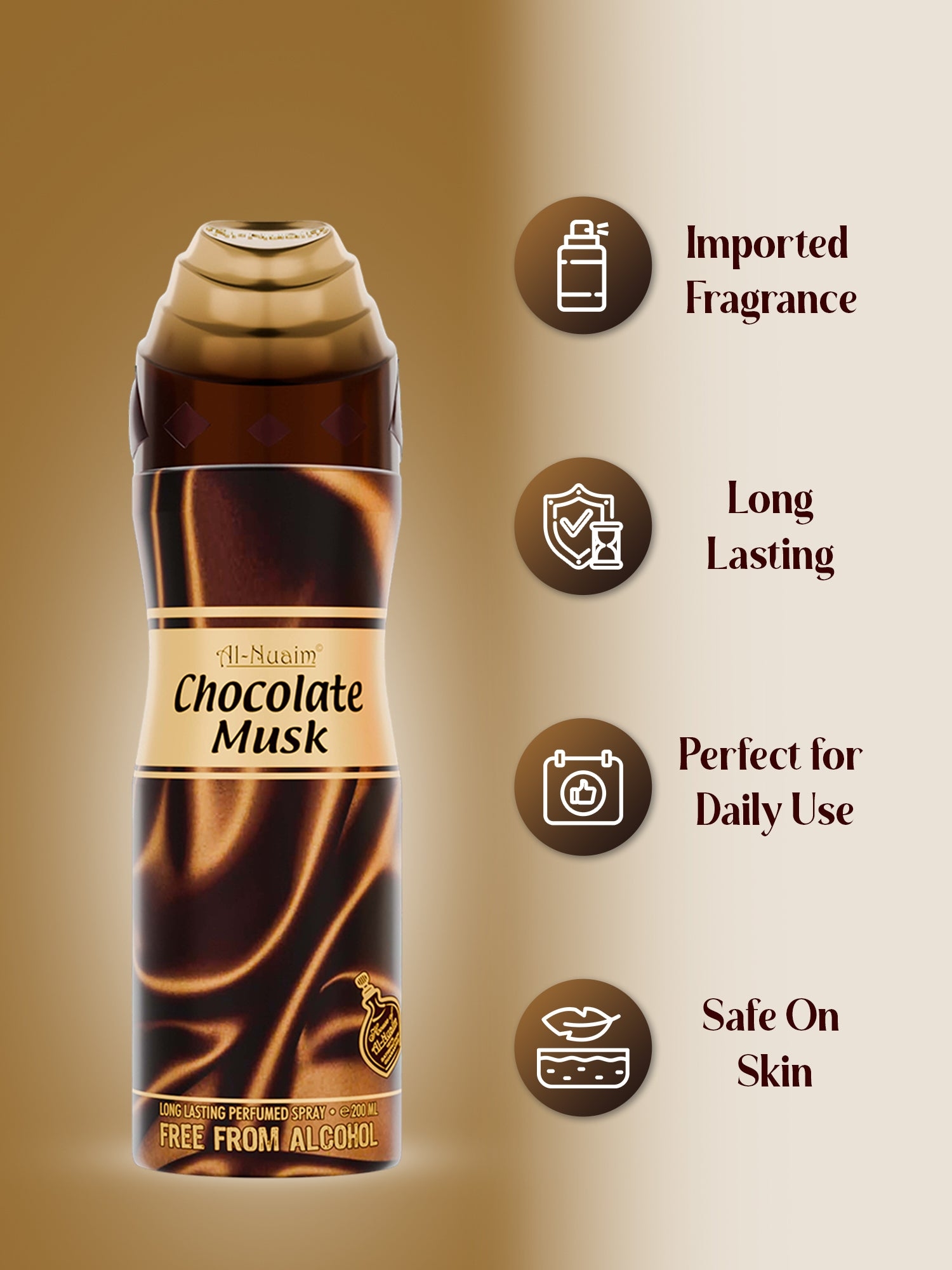 Al nuaim Chocolate Musk 200ml deodorant spray best for men and women 3