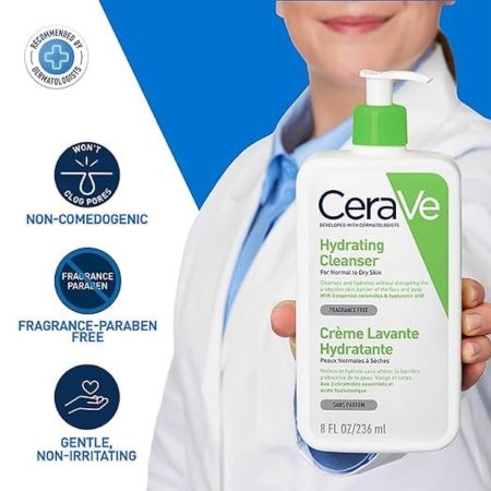 CeraVe Hydrating Cleanser | 236ml | Daily Face Wash for Normal to Dry Skin ( Made in France) 3