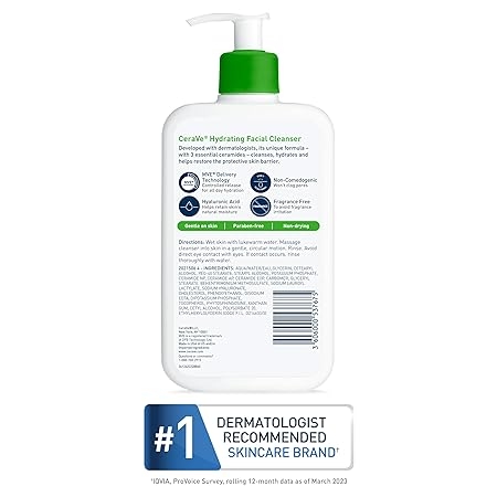 CeraVe Hydrating Facial Cleanser - 473 ml | 16 Ounce | For Normal To Dry SKin | Fragrance Free 2