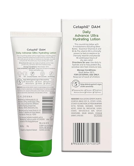 Cetaphil Daily Advance Ultra Hydrating Lotion For Dry/Sensitive Skin, Long Lasting Moisturizer For Face & Body, Multi, 100 G 4