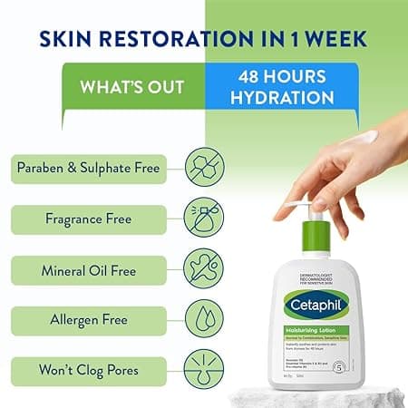 Cetaphil Moisturising Lotion For Face & Body, Normal To Dry Skin, 500 ml 3