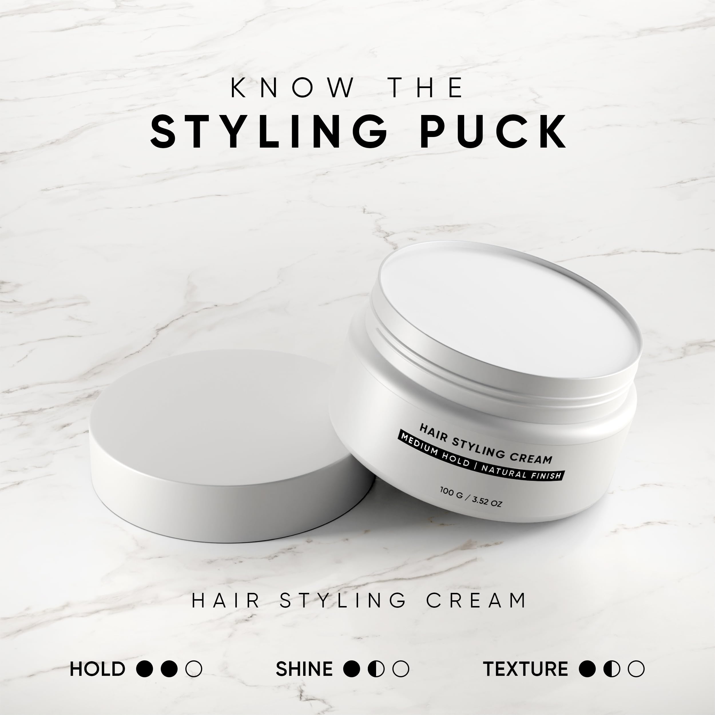 Dasher Professional Premium Hair Styling Cream for Men | Medium Hold, Natural Finish Matte Hair Wax & Pomade Gel for Long Lasting Everyday Hairstyle 100g 2