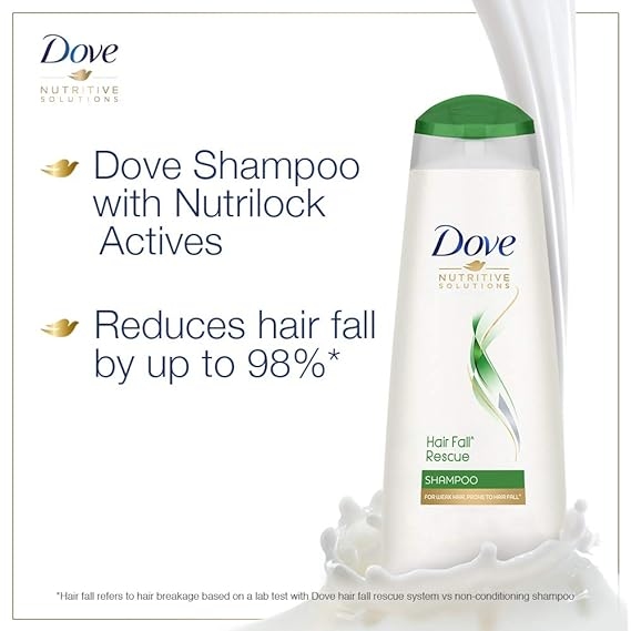 Dove Hair Fall Rescue Shampoo 325 ml, For Damaged Hair, Hair Fall Control for Thicker Hair - Mild Daily Anti Hair Fall Shampoo for Men & Women 3