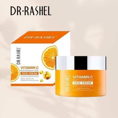 Dr Rashel Vitamin C Face Cream 50 g, with Hyaluronic Acid - Anti Aging and Collagen Moisturizer