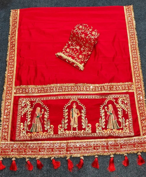 Heavy designer bridal Red saree 4
