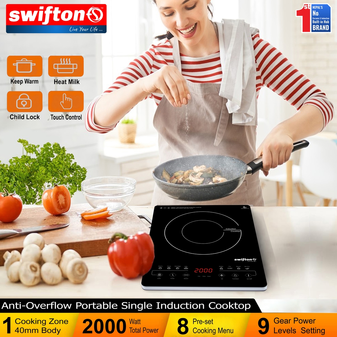 SWIFTON Single Induction Cooktop Anti Overflow Protection System 40 mm Slim Body Keep Warm Child Lock Timer SN-A37SH 4