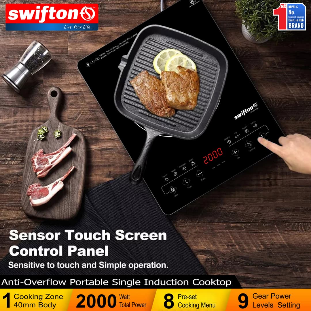 SWIFTON Single Induction Cooktop Anti Overflow Protection System 40 mm Slim Body Keep Warm Child Lock Timer SN-A37SH 4
