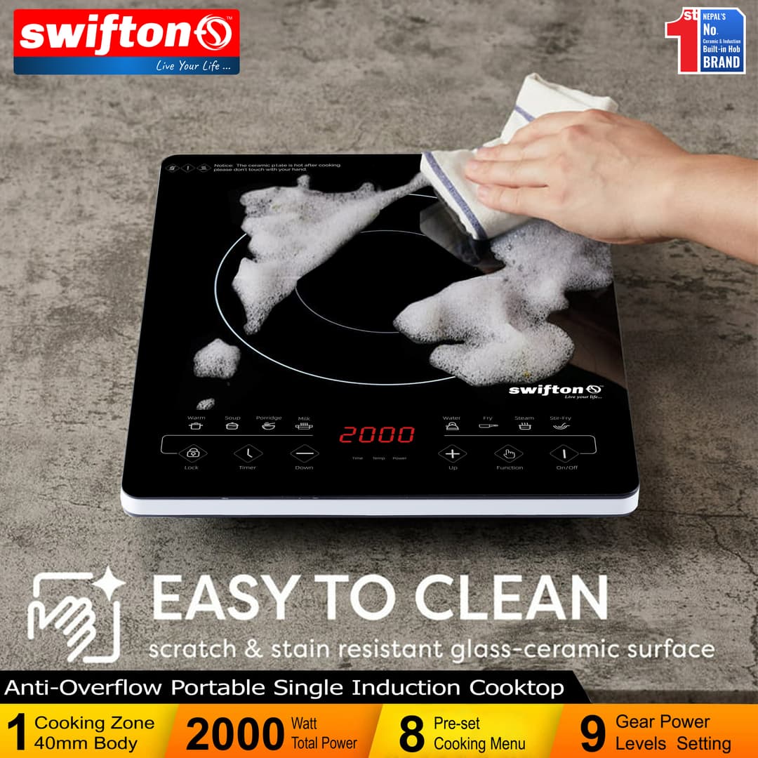 SWIFTON Single Induction Cooktop Anti Overflow Protection System 40 mm Slim Body Keep Warm Child Lock Timer SN-A37SH 6