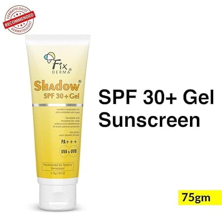 FIXDERMA Shadow Sunscreen Spf 30+ Gel For Oily Skin – 75 g, Body & Face, Broad Spectrum For Uva & Uvb Protection For Unisex, Non Greasy & Water Resistant. 1
