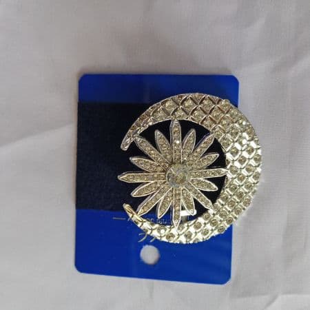 White Silver Fashion Saree Pin Moon shape - 1 pc