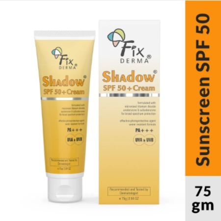 Fixderma Shadow Sunscreen SPF 50+ Cream, UVA-UVB Protection, Water Resistant + PA+++ (75 g) 1