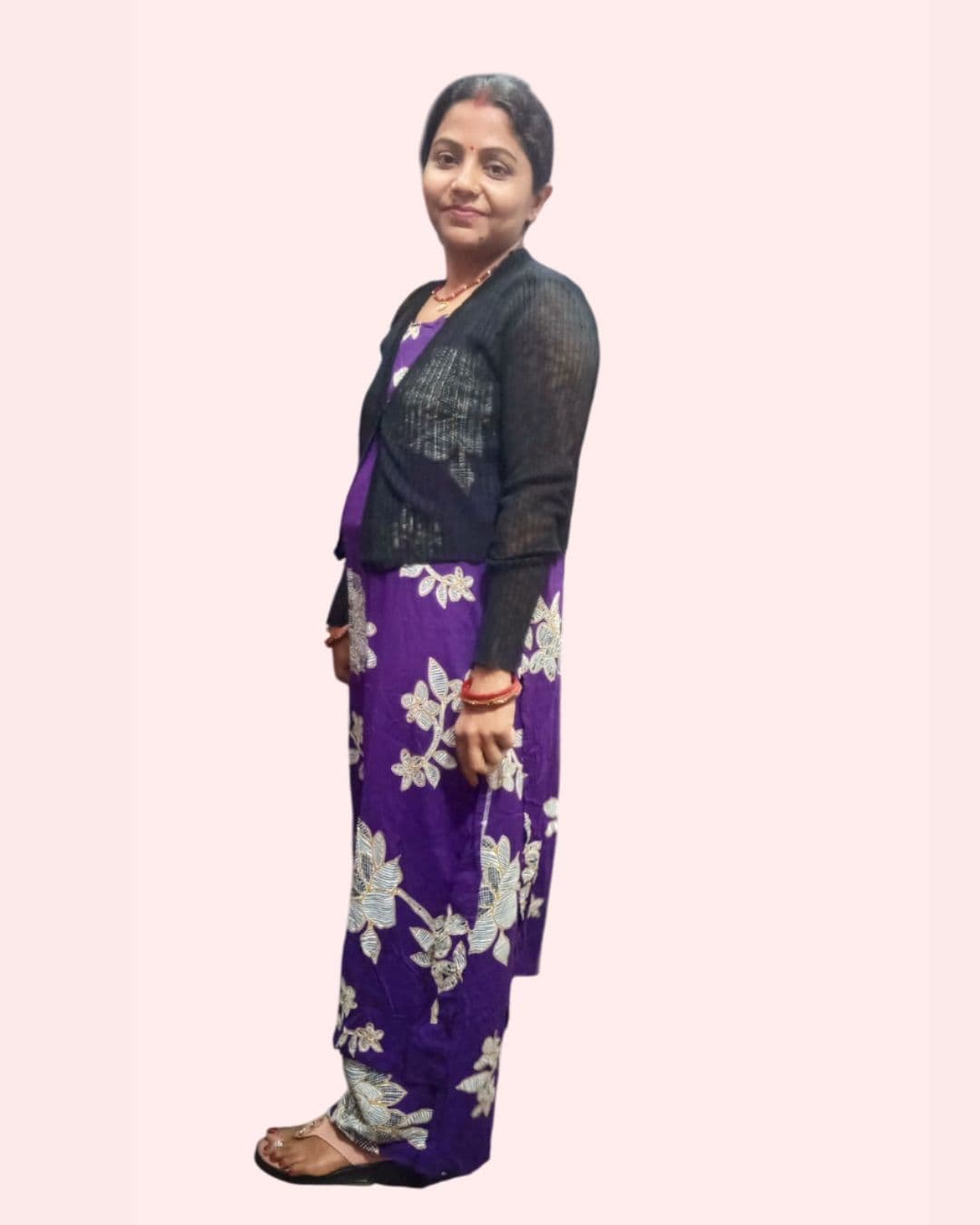 Floral Printed A-Line Dress with Cord sets