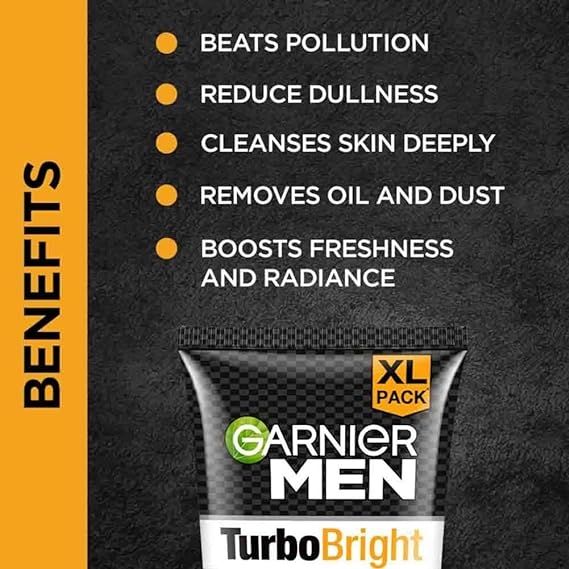 Garnier Men Turbo Bright Double Action Face Wash 100 g 3