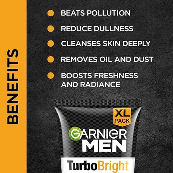 Garnier Men Turbo Bright Double Action Face Wash 100 g 2