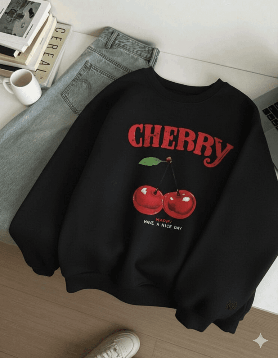 Cherry Printed Design Sweatshirt For women