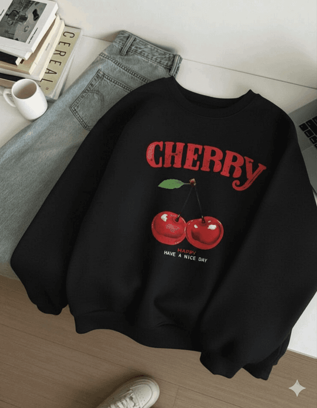 Cherry Printed Design Sweatshirt For women