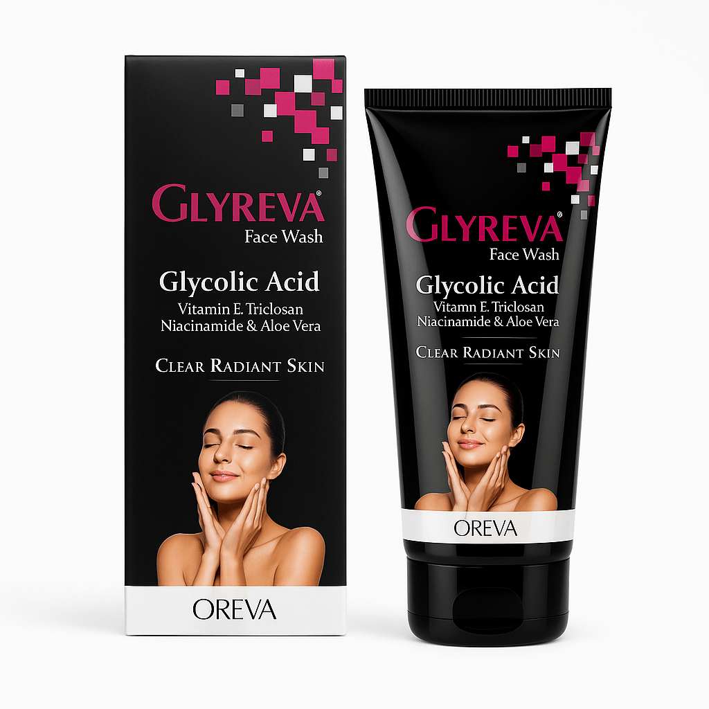 Oreva Dermacare Glyreva Face Wash 100gm - Glycolic Acid Face Wash With Vitamin E, Niacinamide & Aloe Vera – Anti-Acne, Brightening & Hydrating Face Wash for Radiant, Even Skin Tone 1