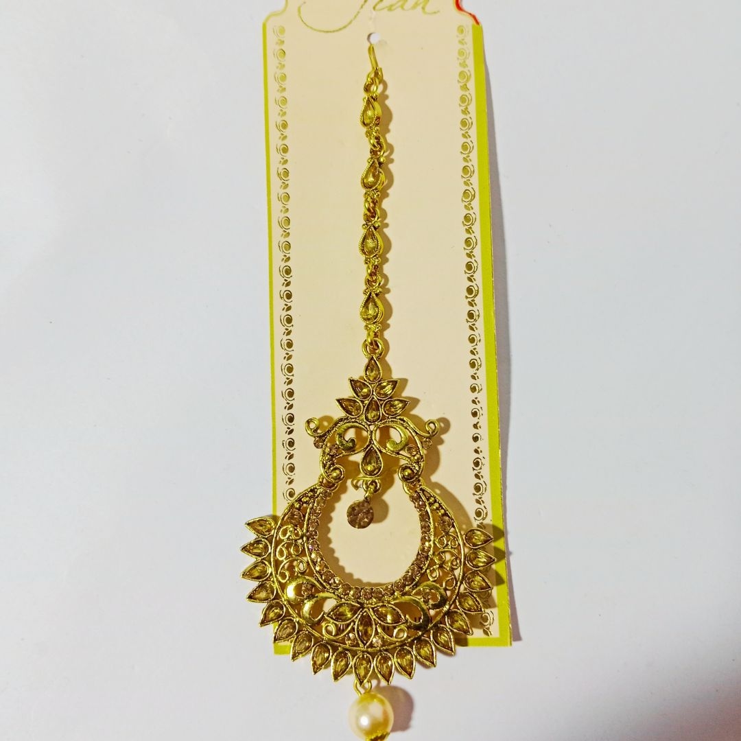 Gold Plated Small Chandbali Designed Maangtika for Women ( Traditional) 1