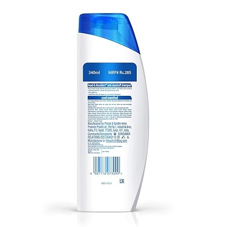 Head & Shoulders Cool Menthol Anti Dandruff Shampoo, 340ml 2