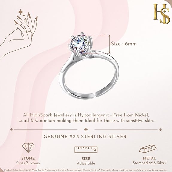 High Spark Silver Solitaire Rings for Women 2
