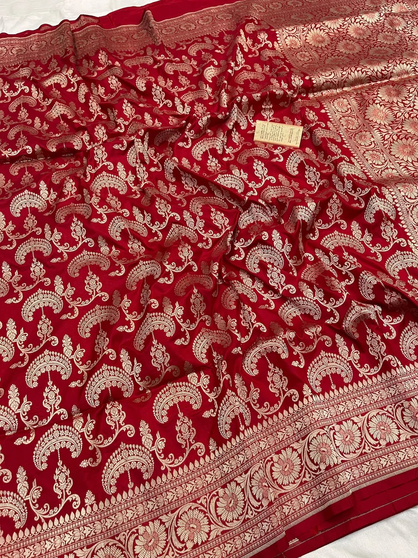 Fashion Nepal BRIDAL RED SHADE PURE KATAN SILK SAREE 4