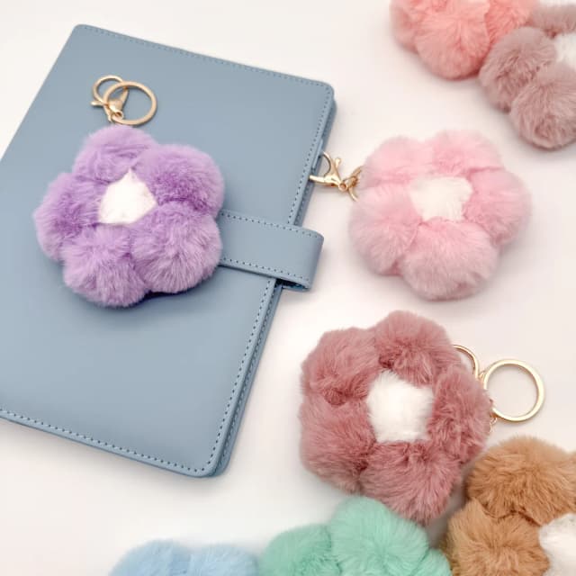 Flower Pom Pom Keychains