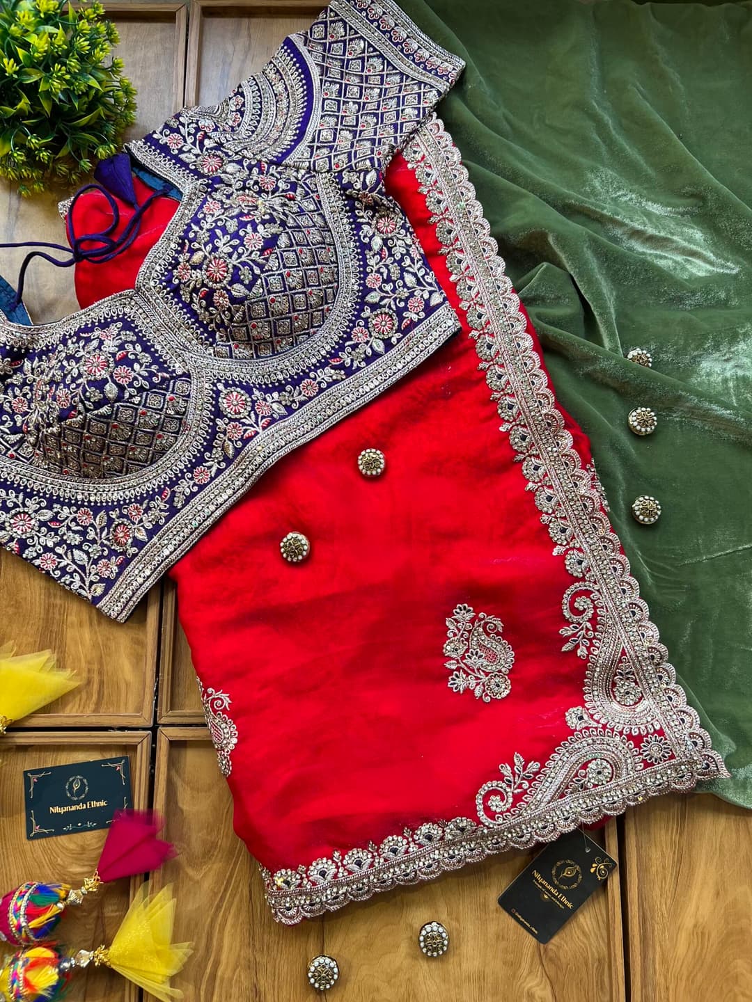 Shivshakti Collection Red Fendi Silk Saree with Stitched Blouse 2