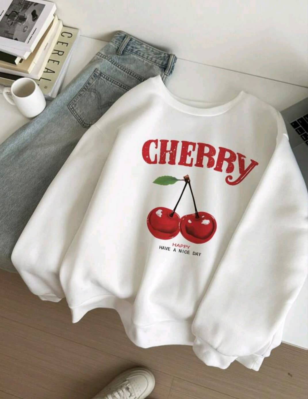 Cherry Printed Design Sweatshirt For women 1