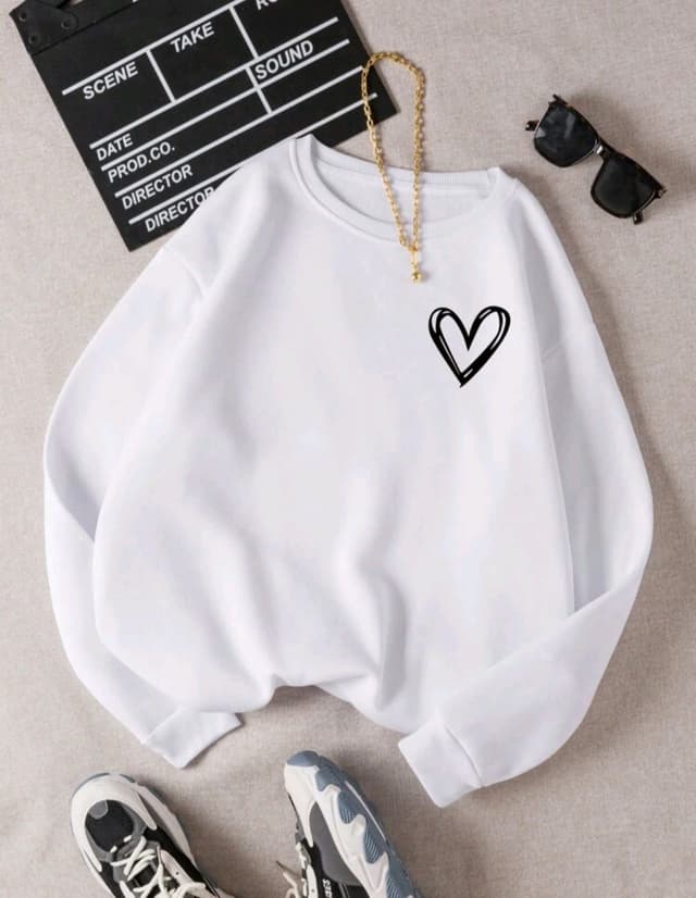 Heart Design Printed Sweatshirt for women