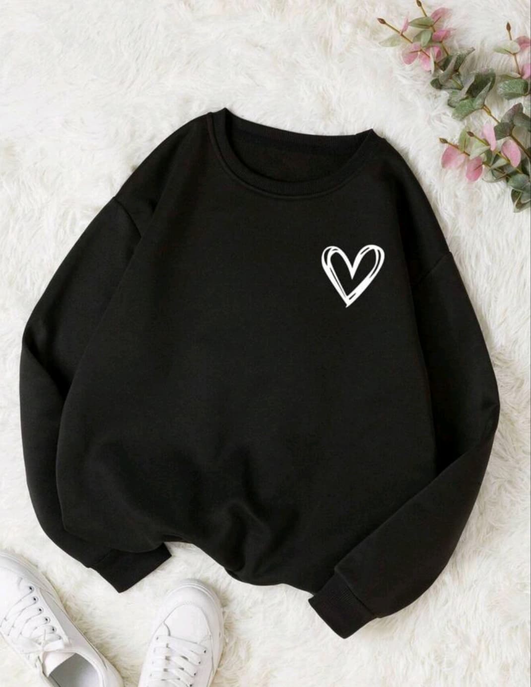 Heart Design Printed Sweatshirt for women 1
