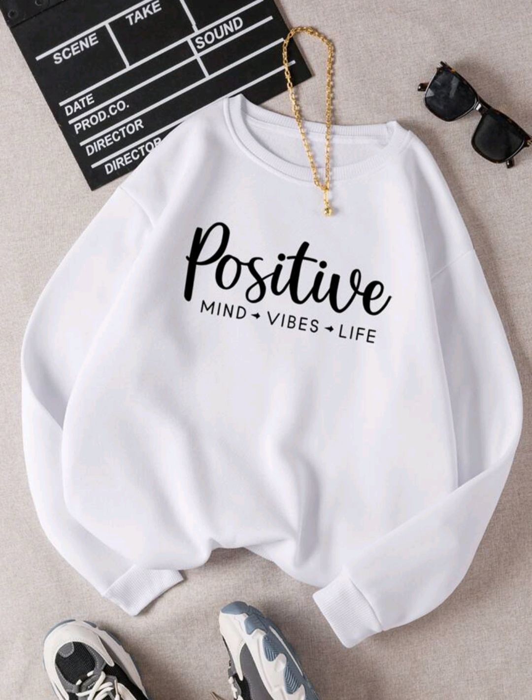 Positive Vibe Printed Sweatshirt for women 1