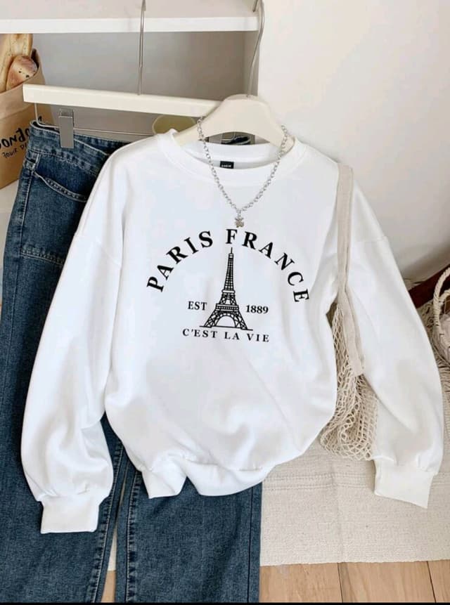 Paris France Graphic Printed Sweatshirt for Women
