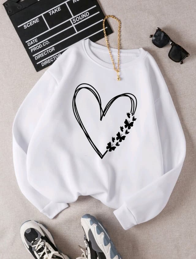 Heart printed design sweatshirt for women