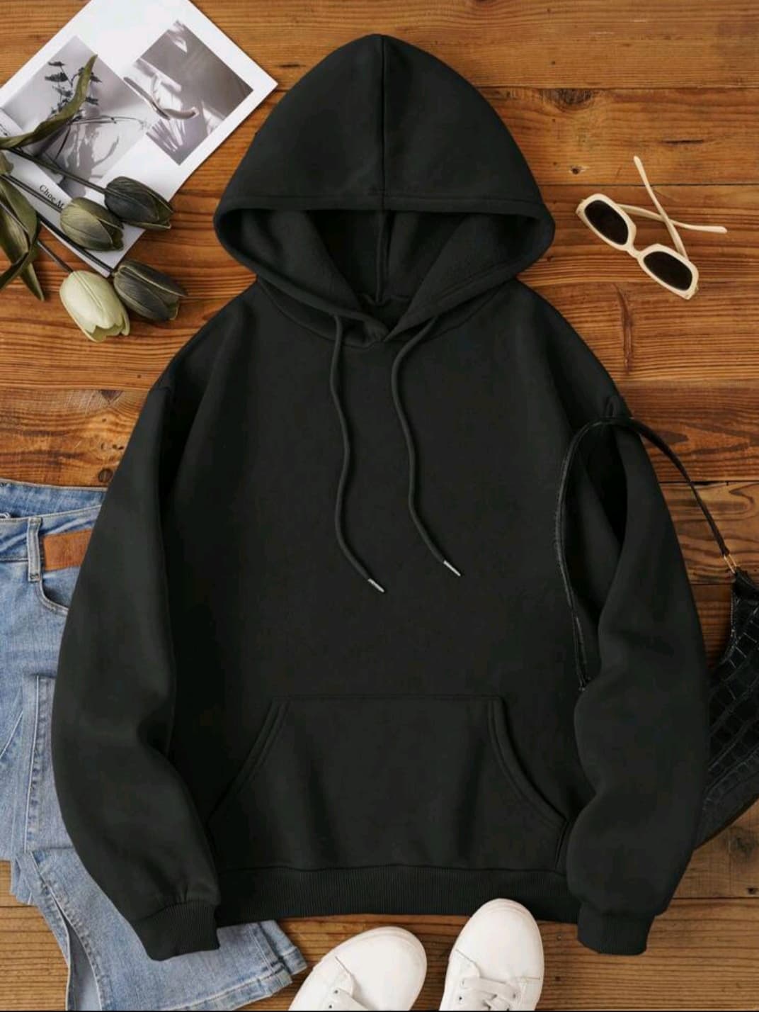 Plain Black Hoodie For Men and Women