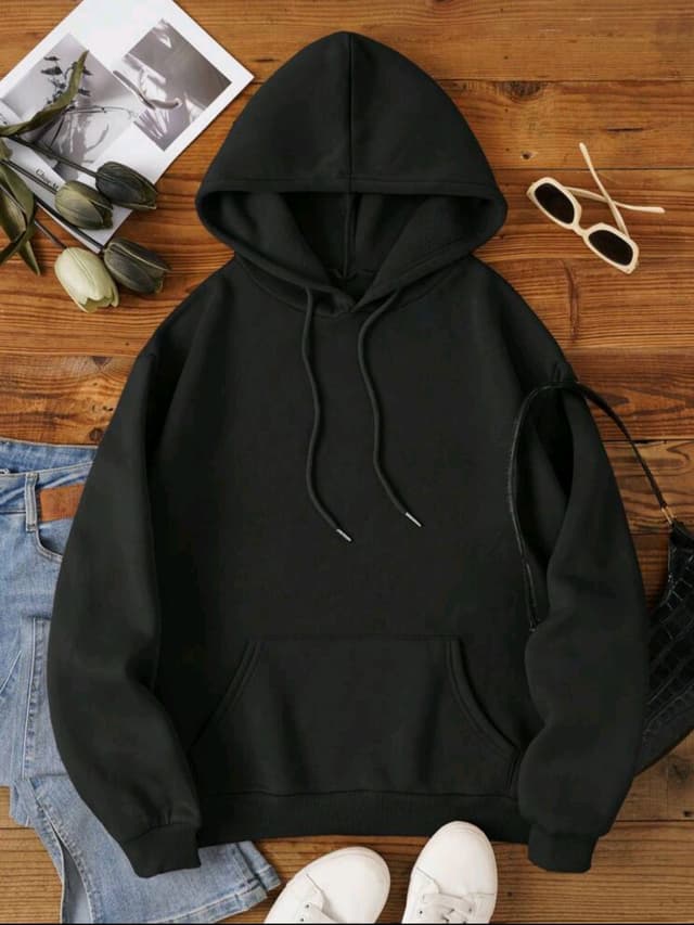 Plain Black Hoodie For Men and Women