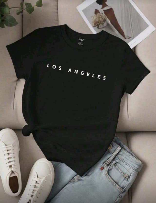 Street Style Los Angeles Printed Tshirt For Women