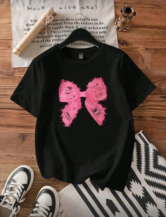 Premium Quality Ribbon printed tshirt for women