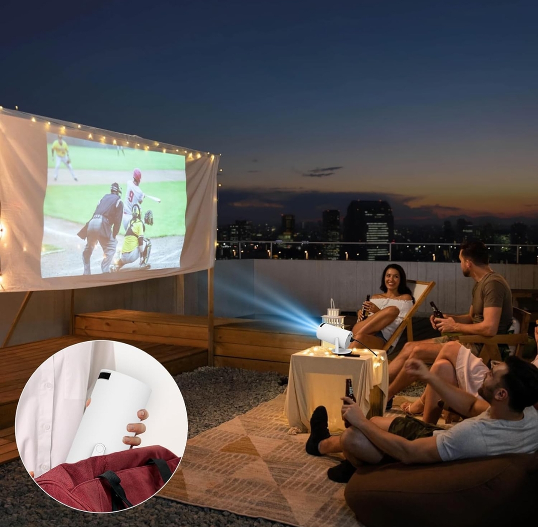Portable Projector, 4K 1080P Full HD Projector, Support Video Projector, WiFi 5G BT 5.0, Cinema Projector 180° Can Be Rotated, Android 11, Compatible with TV Stick/Windows/iOS/Android (White) 4