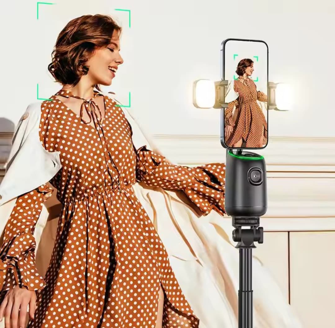 P05 Al Intelligent Tracker Gimbal Stabilizer Combo | 360° Auto Face Tracking | Smart Gesture Control | No App Required | Selfie Vlogging Camera with Wireless Mic for Seamless Recording 2